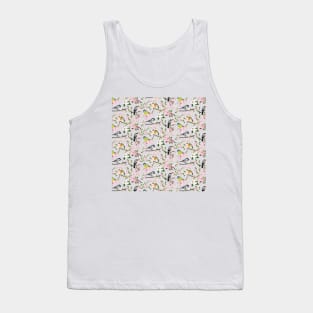 Garden Bird Illustration Pattern Tank Top